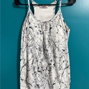 White Marble Print Racerback Tank Top